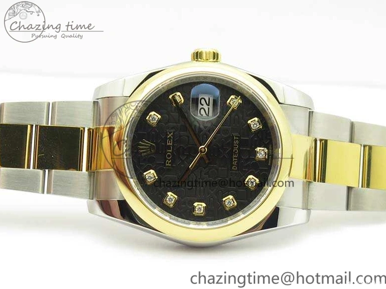 0404 Reliable Datejust 116234 36mm DJF 1:1 Best Edition Black Com Diam Dial On SS YG Oyster Bracelet SA3135 V 3487